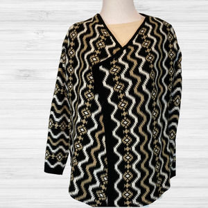 Faded Glory S 4-6 Cardigan Black Aztec Print Western Open Front Knit Sweater